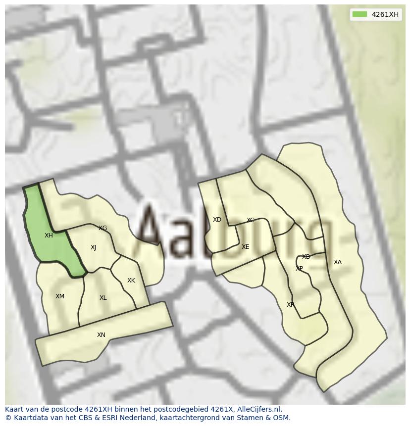 Afbeelding van het postcodegebied 4261 XH op de kaart.