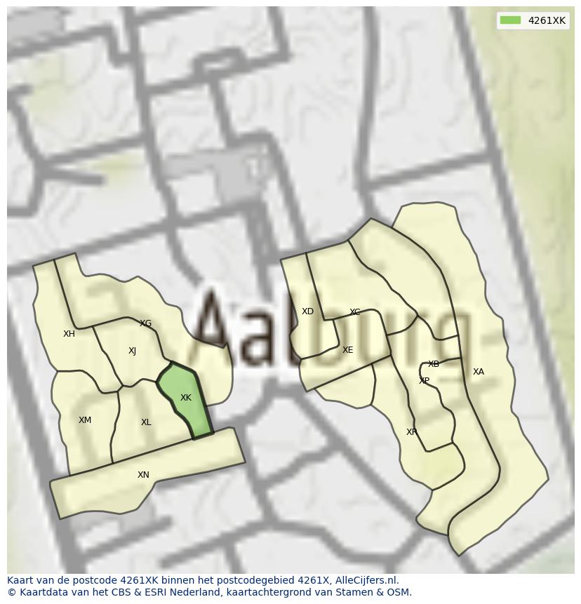 Afbeelding van het postcodegebied 4261 XK op de kaart.