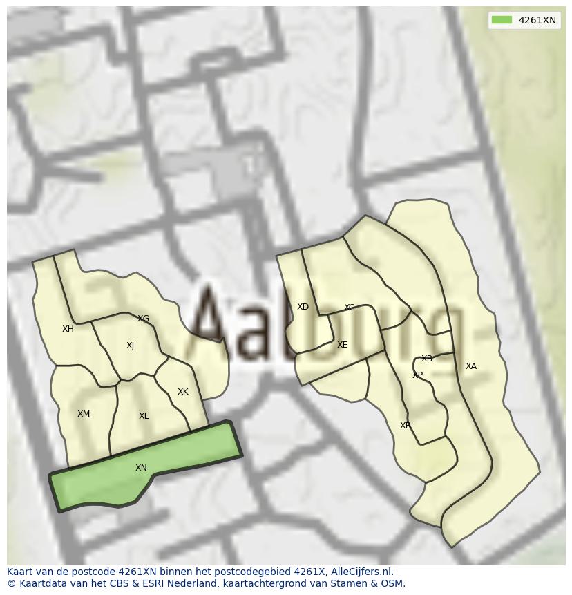 Afbeelding van het postcodegebied 4261 XN op de kaart.