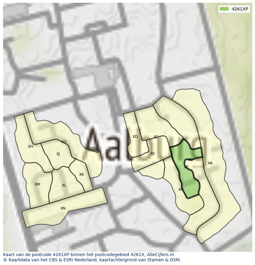 Afbeelding van het postcodegebied 4261 XP op de kaart.