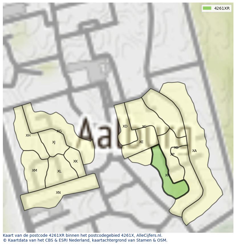Afbeelding van het postcodegebied 4261 XR op de kaart.