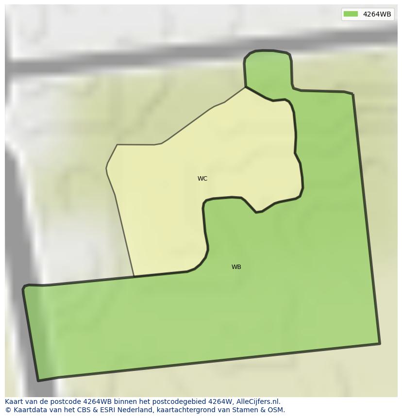 Afbeelding van het postcodegebied 4264 WB op de kaart.