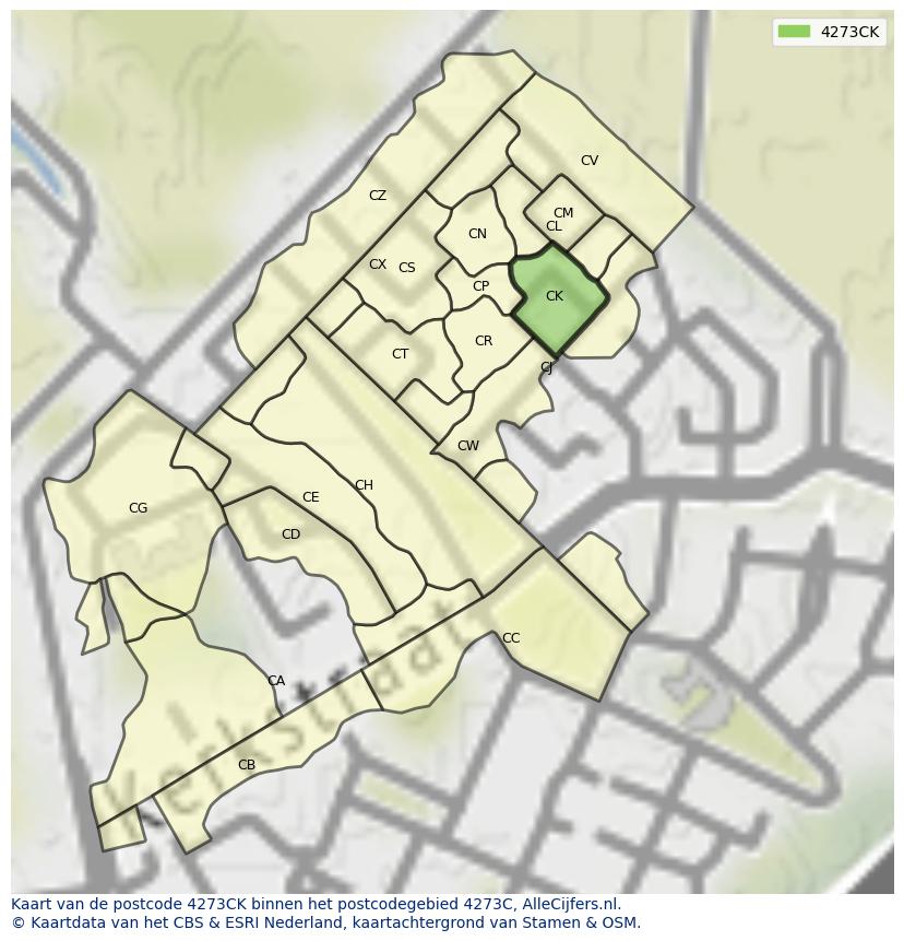 Afbeelding van het postcodegebied 4273 CK op de kaart.