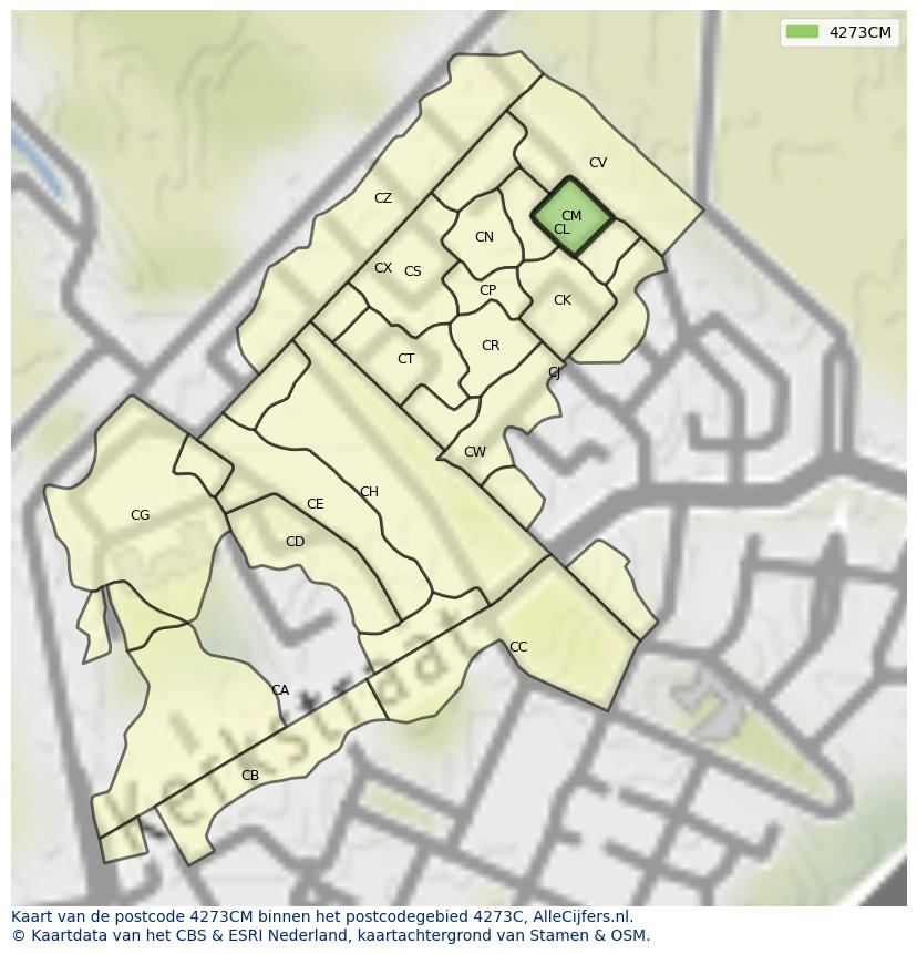 Afbeelding van het postcodegebied 4273 CM op de kaart.