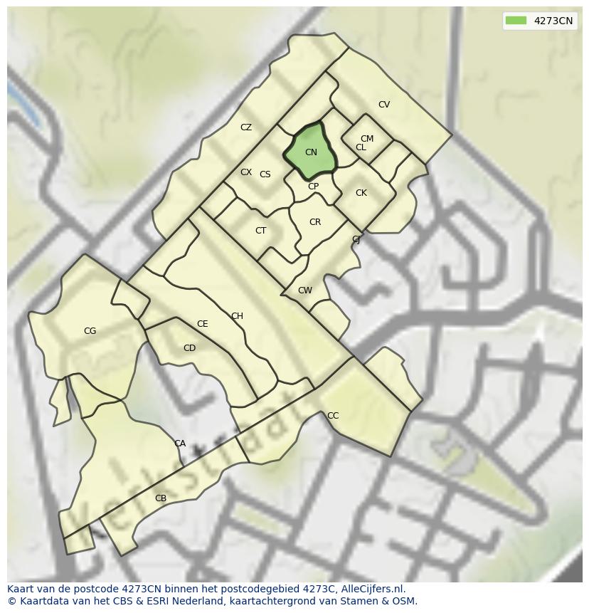 Afbeelding van het postcodegebied 4273 CN op de kaart.