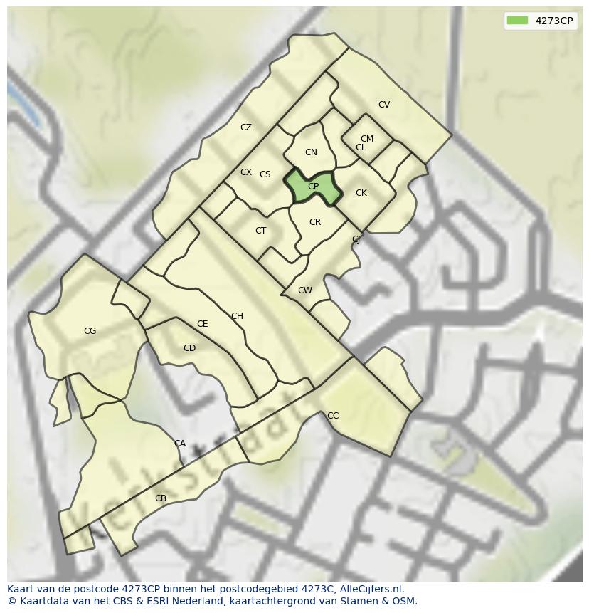 Afbeelding van het postcodegebied 4273 CP op de kaart.