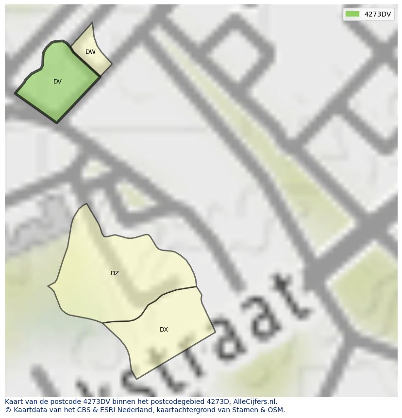 Afbeelding van het postcodegebied 4273 DV op de kaart.