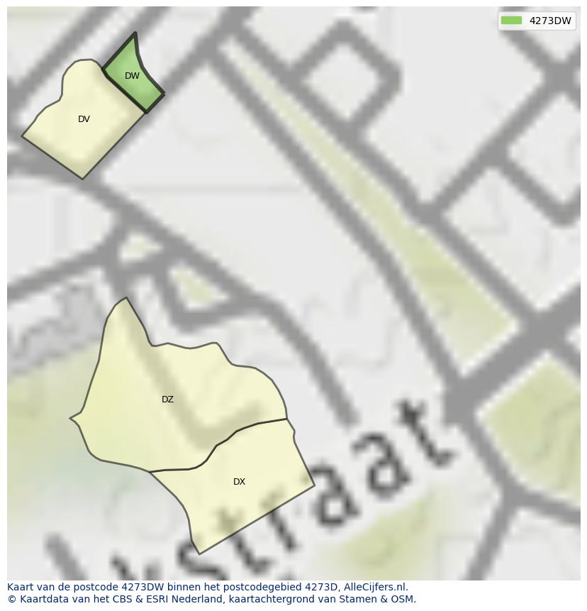 Afbeelding van het postcodegebied 4273 DW op de kaart.