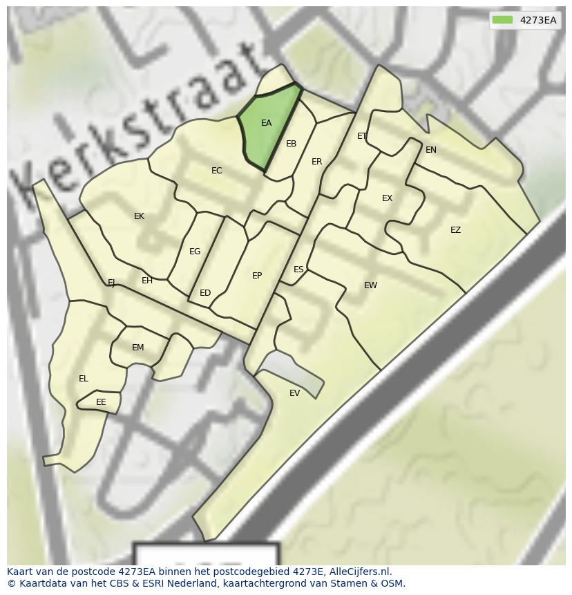 Afbeelding van het postcodegebied 4273 EA op de kaart.