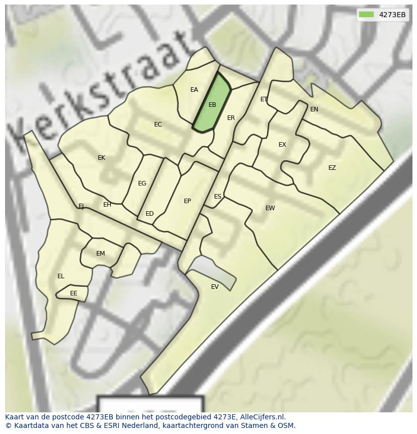 Afbeelding van het postcodegebied 4273 EB op de kaart.
