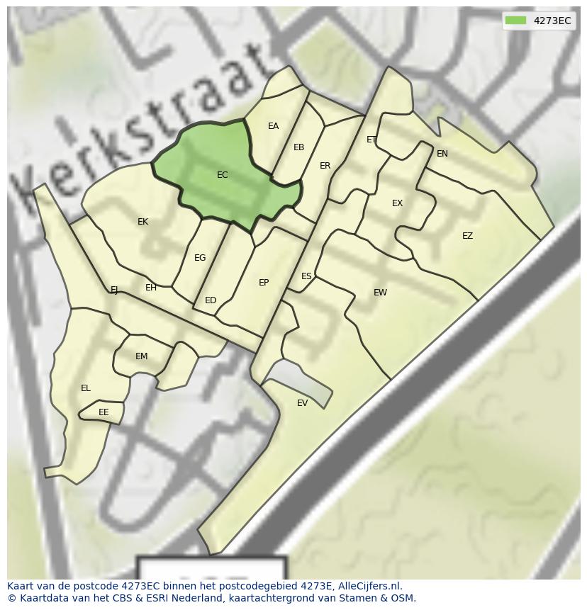 Afbeelding van het postcodegebied 4273 EC op de kaart.
