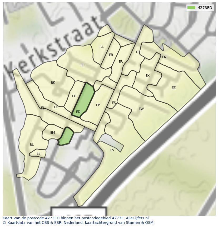 Afbeelding van het postcodegebied 4273 ED op de kaart.