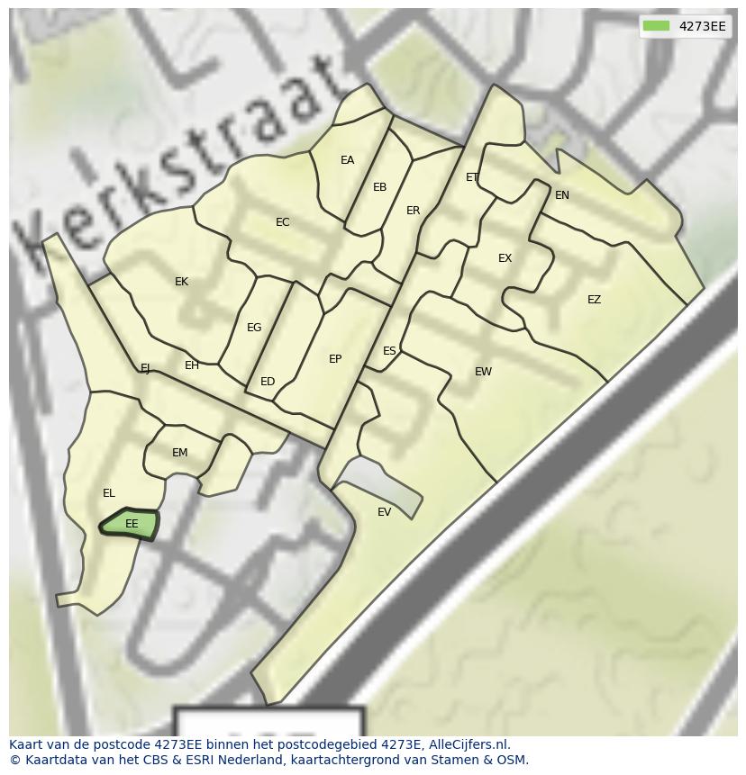 Afbeelding van het postcodegebied 4273 EE op de kaart.