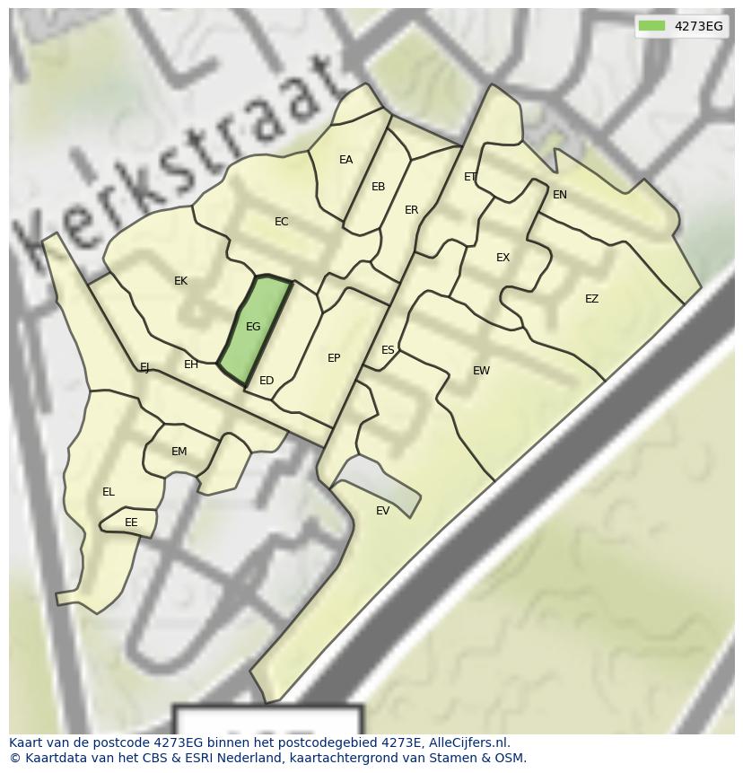 Afbeelding van het postcodegebied 4273 EG op de kaart.