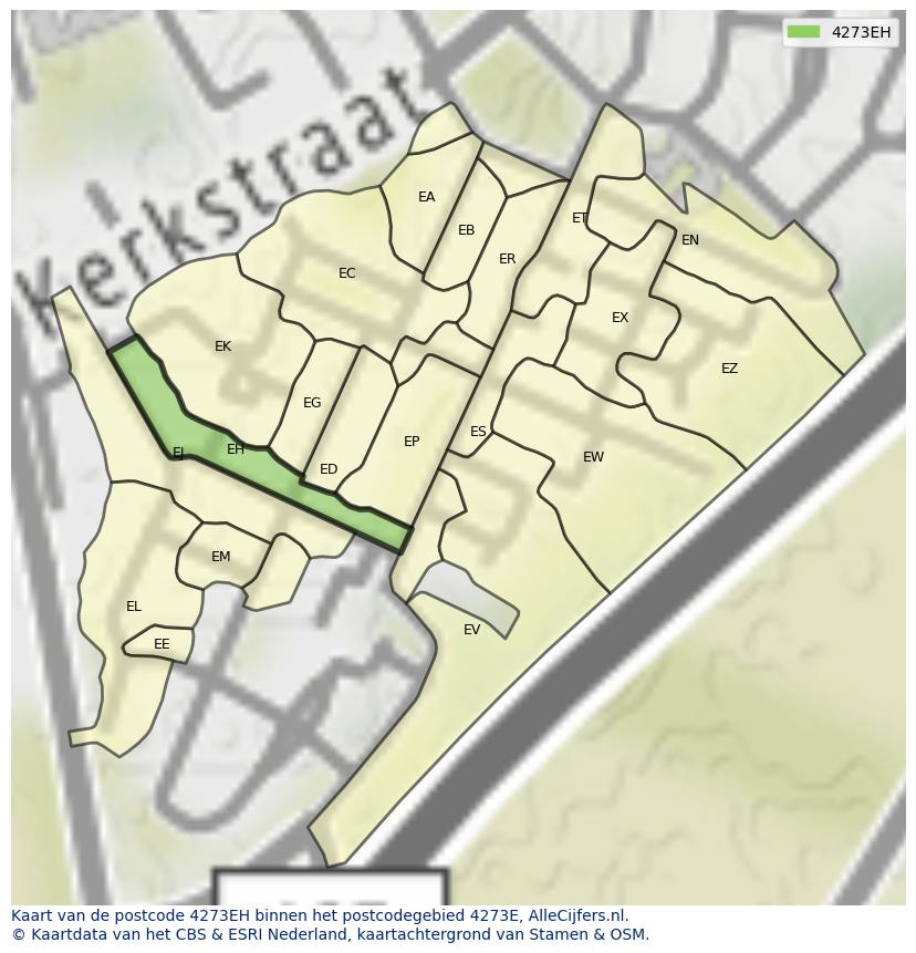 Afbeelding van het postcodegebied 4273 EH op de kaart.
