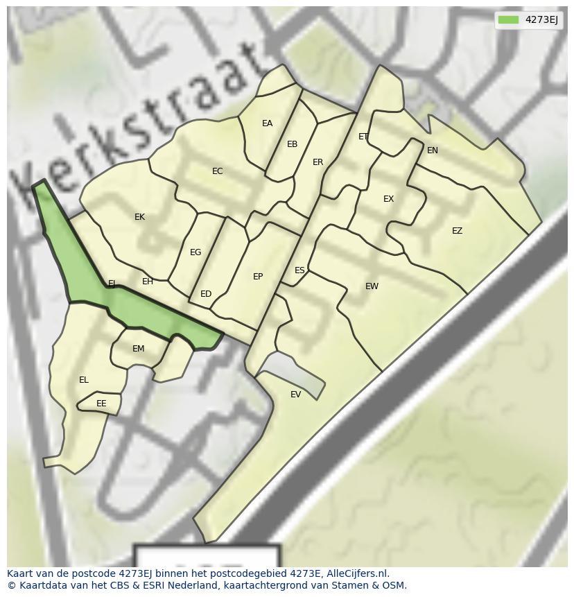 Afbeelding van het postcodegebied 4273 EJ op de kaart.