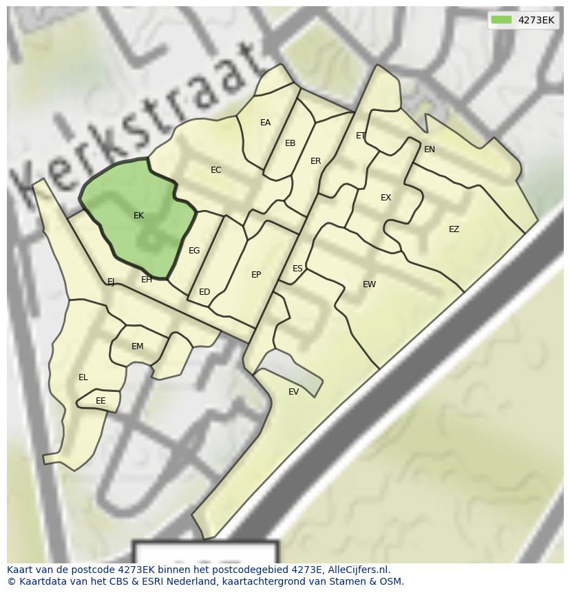 Afbeelding van het postcodegebied 4273 EK op de kaart.
