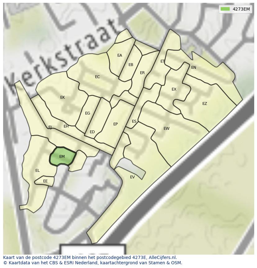 Afbeelding van het postcodegebied 4273 EM op de kaart.