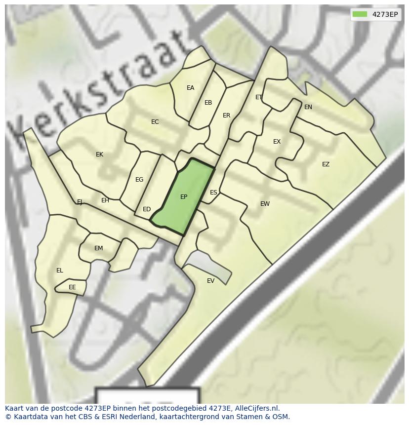 Afbeelding van het postcodegebied 4273 EP op de kaart.