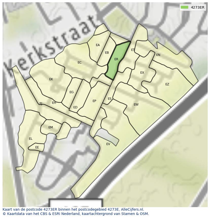 Afbeelding van het postcodegebied 4273 ER op de kaart.