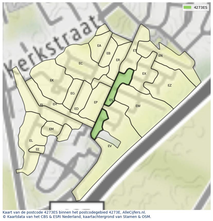 Afbeelding van het postcodegebied 4273 ES op de kaart.