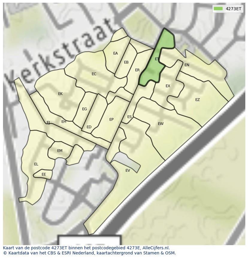 Afbeelding van het postcodegebied 4273 ET op de kaart.