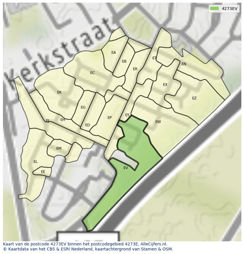 Afbeelding van het postcodegebied 4273 EV op de kaart.