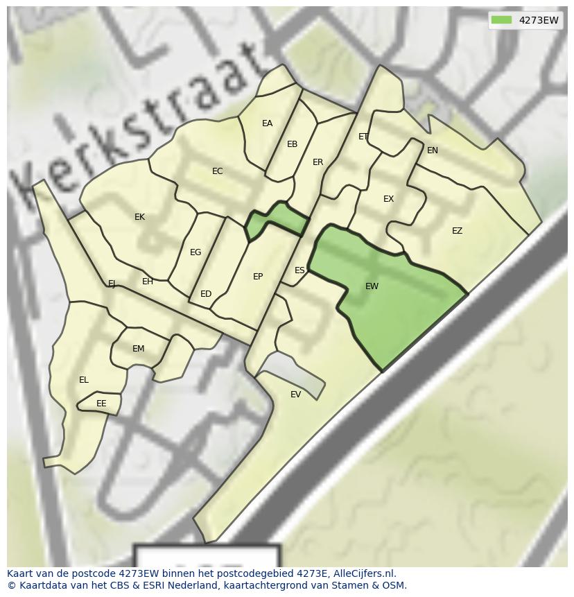 Afbeelding van het postcodegebied 4273 EW op de kaart.
