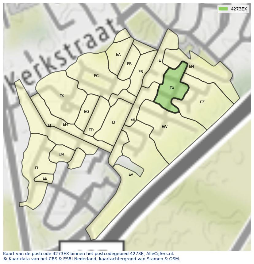 Afbeelding van het postcodegebied 4273 EX op de kaart.