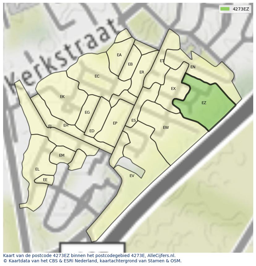 Afbeelding van het postcodegebied 4273 EZ op de kaart.