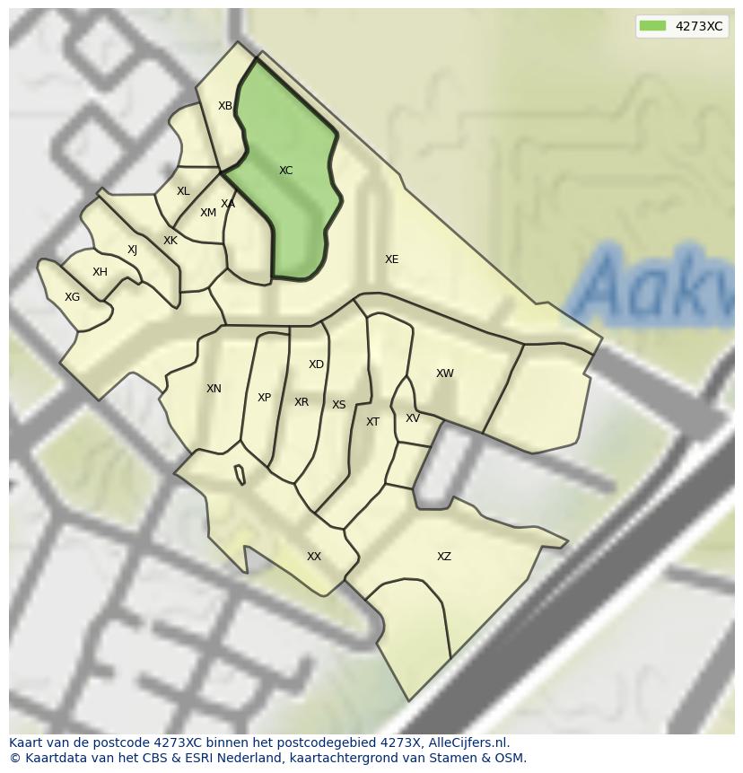 Afbeelding van het postcodegebied 4273 XC op de kaart.