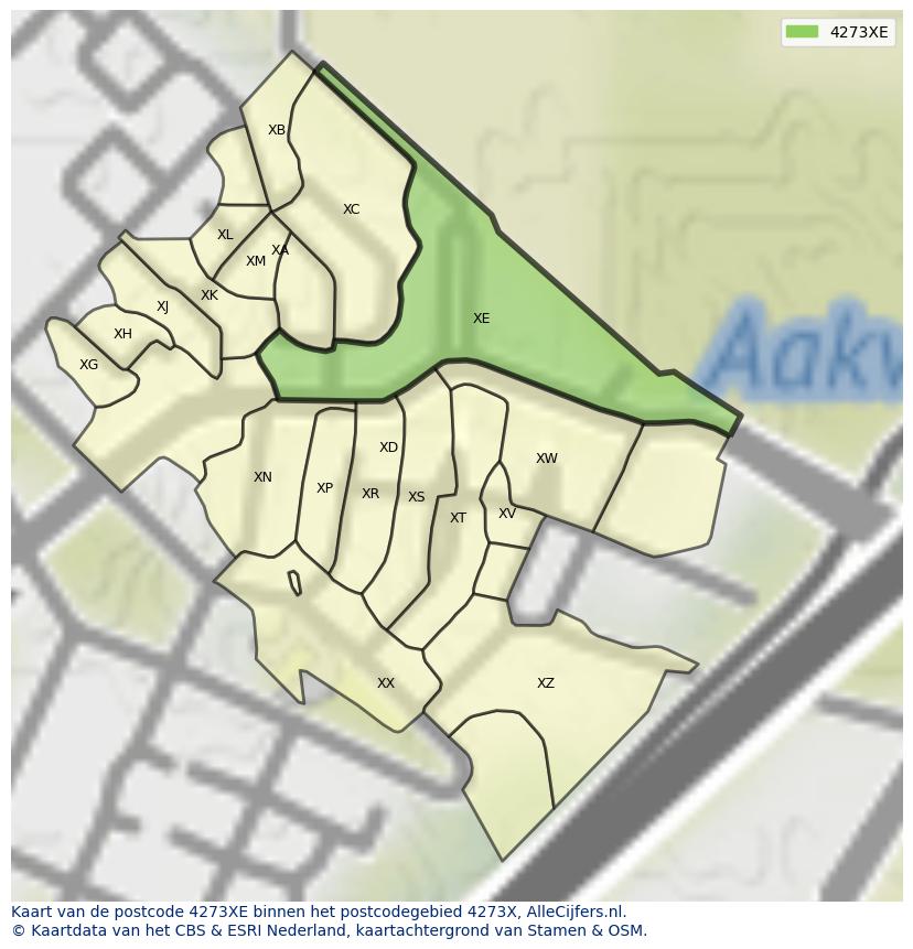 Afbeelding van het postcodegebied 4273 XE op de kaart.