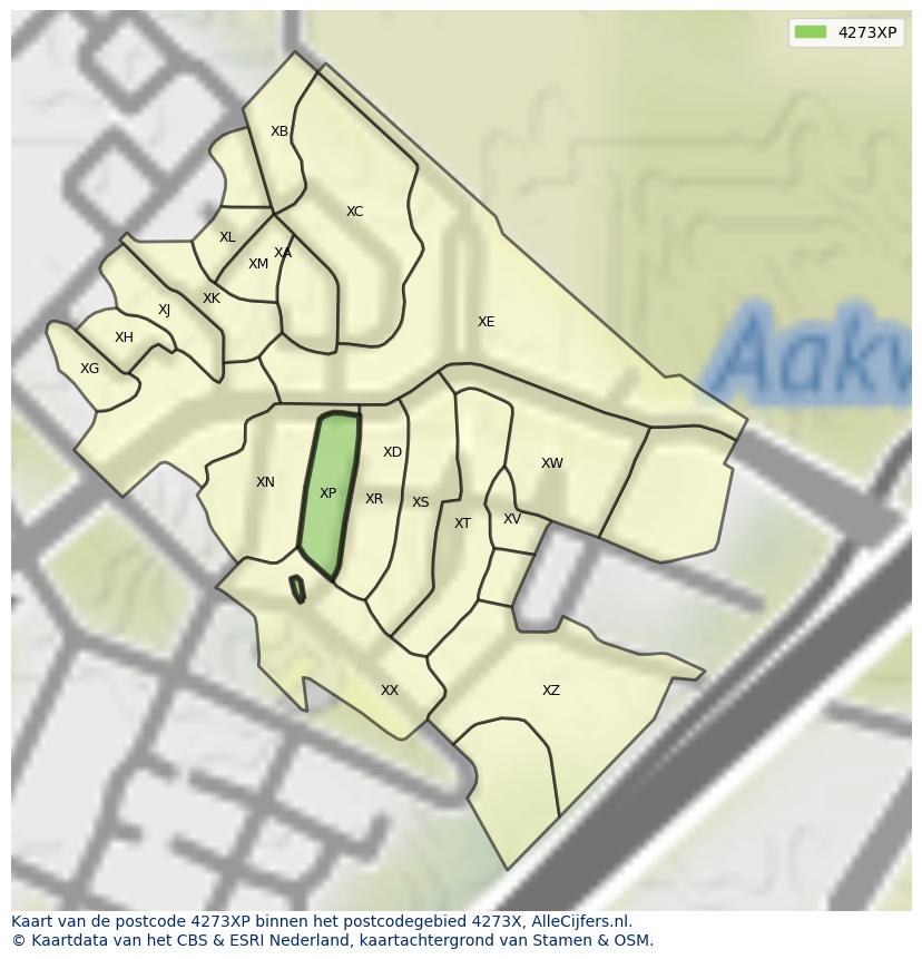 Afbeelding van het postcodegebied 4273 XP op de kaart.