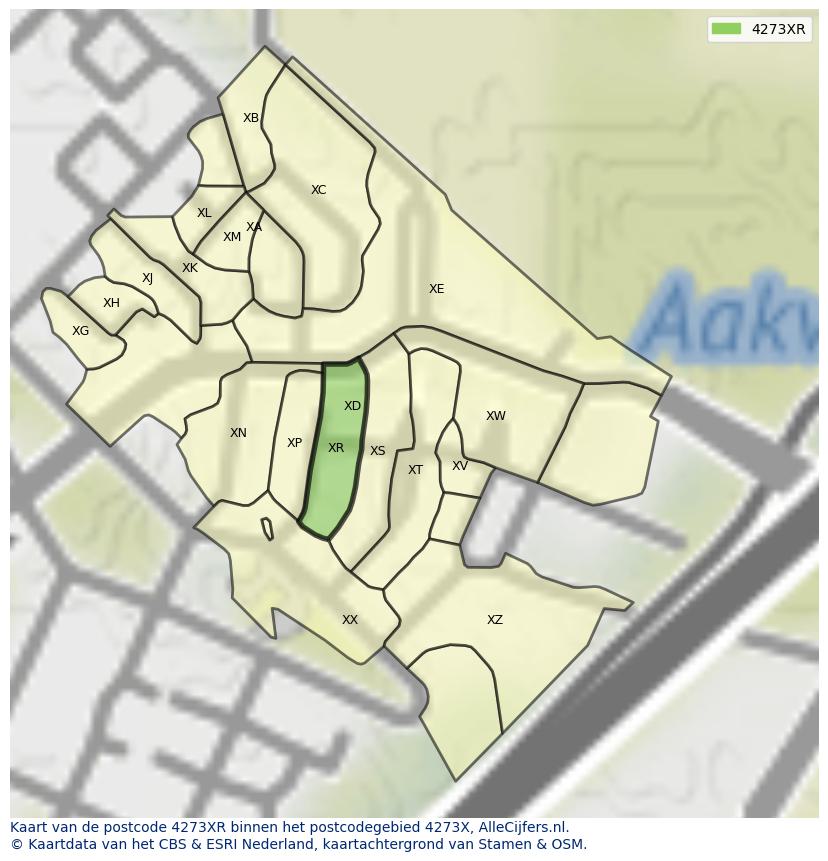 Afbeelding van het postcodegebied 4273 XR op de kaart.