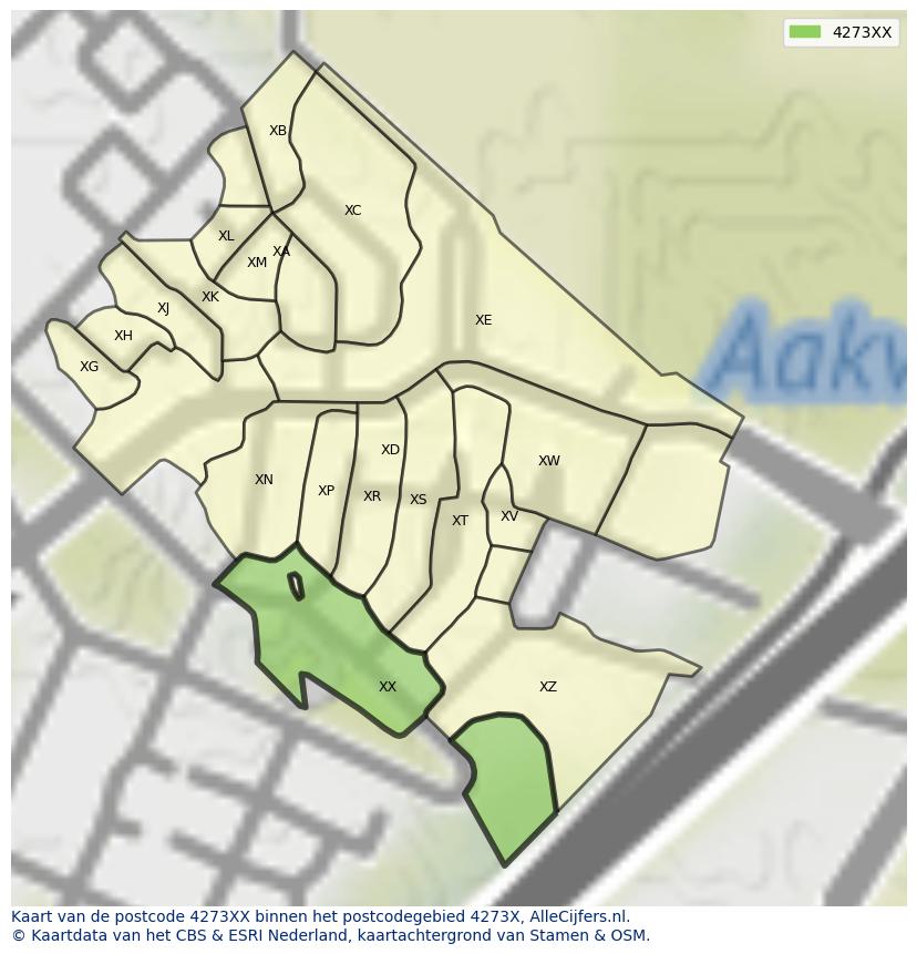 Afbeelding van het postcodegebied 4273 XX op de kaart.
