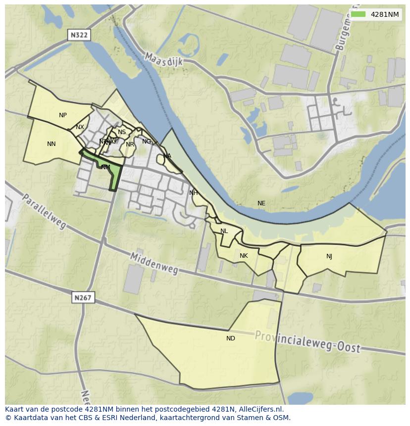 Afbeelding van het postcodegebied 4281 NM op de kaart.