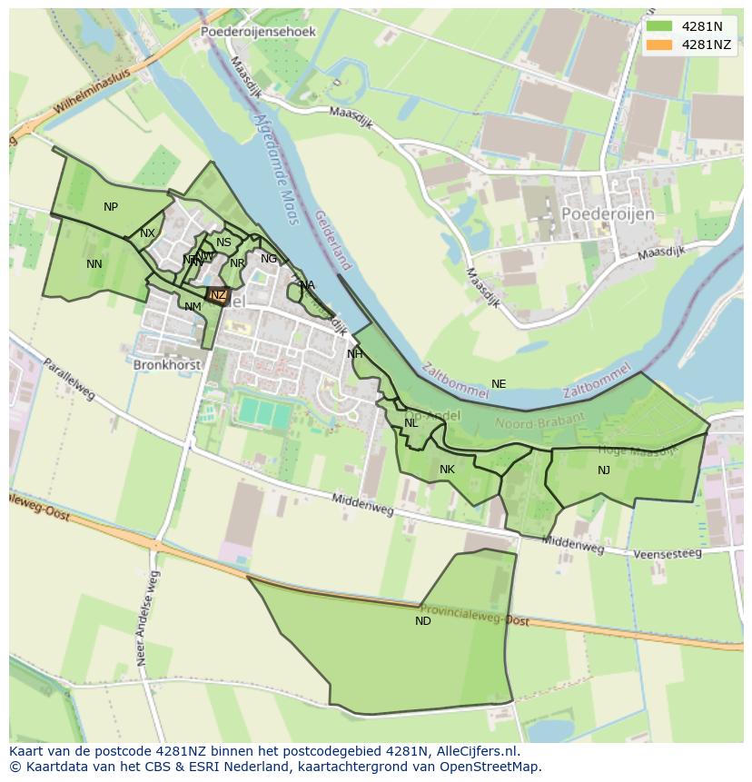 Afbeelding van het postcodegebied 4281 NZ op de kaart.