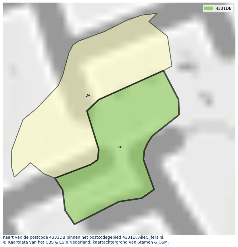 Afbeelding van het postcodegebied 4331 DB op de kaart.