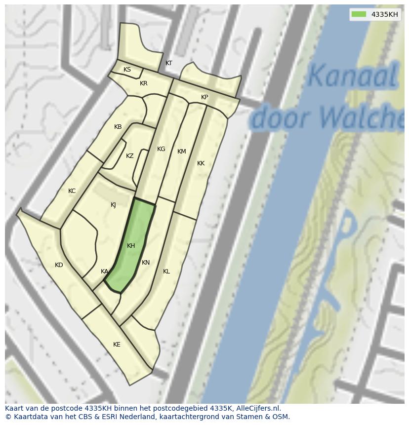 Afbeelding van het postcodegebied 4335 KH op de kaart.