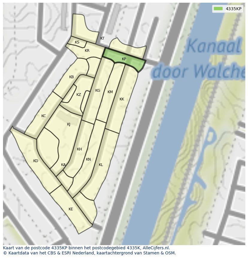Afbeelding van het postcodegebied 4335 KP op de kaart.