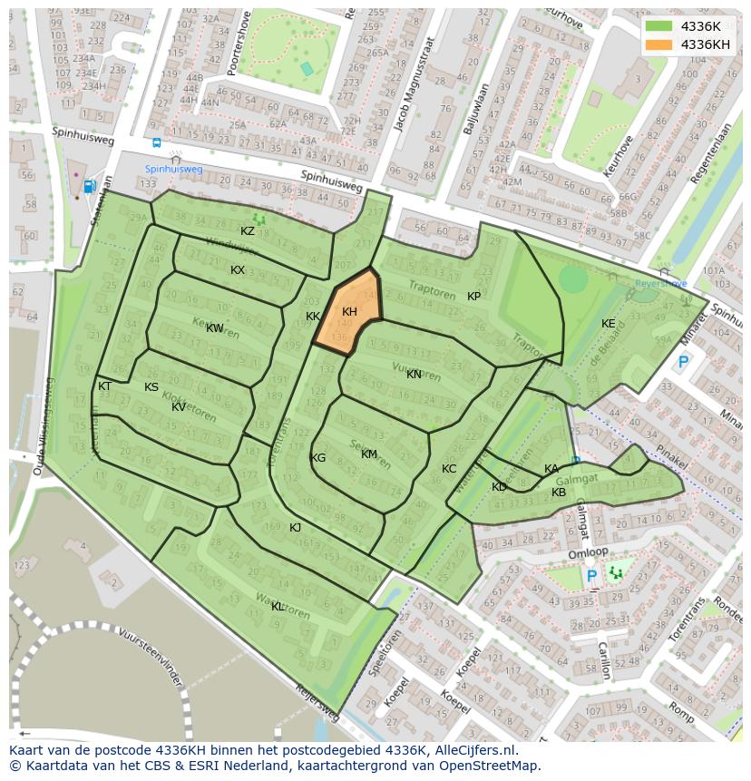 Afbeelding van het postcodegebied 4336 KH op de kaart.
