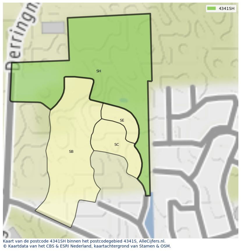 Afbeelding van het postcodegebied 4341 SH op de kaart.