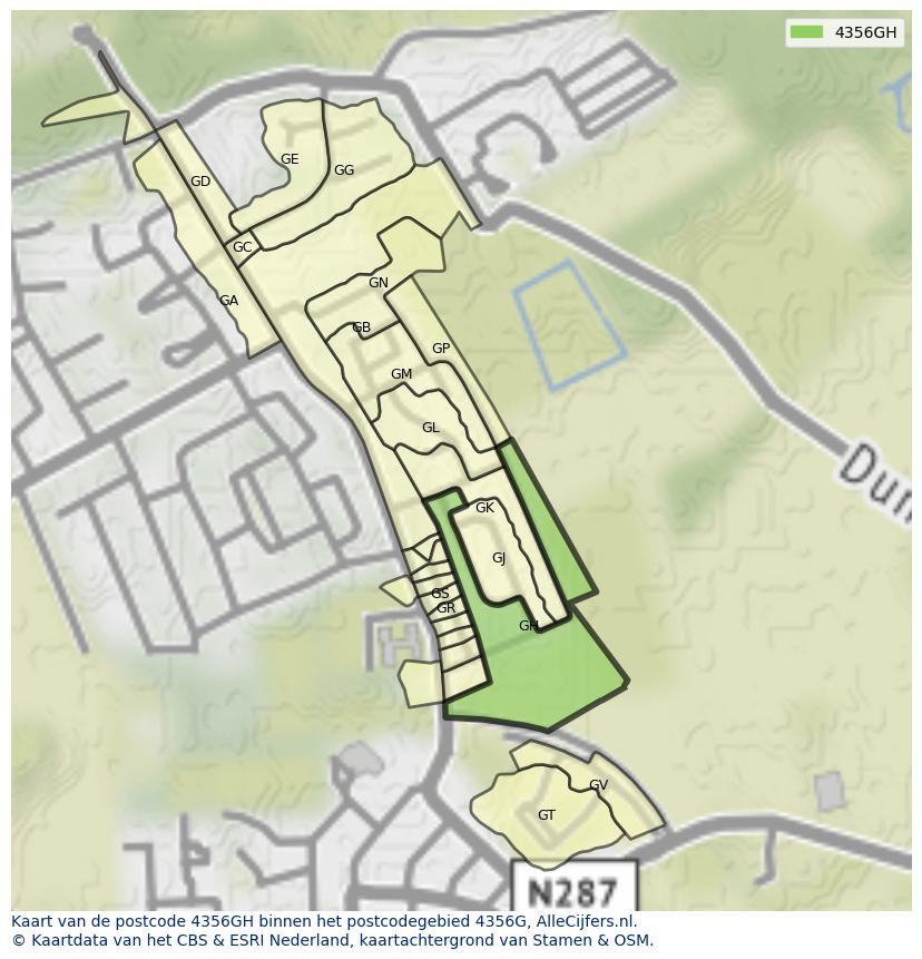 Afbeelding van het postcodegebied 4356 GH op de kaart.