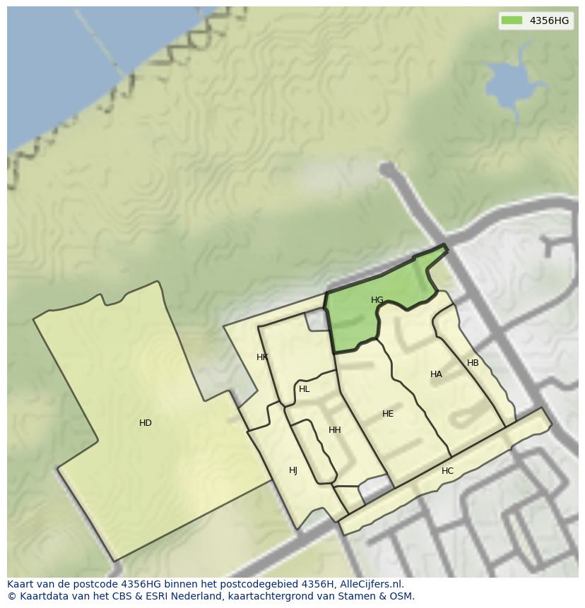 Afbeelding van het postcodegebied 4356 HG op de kaart.