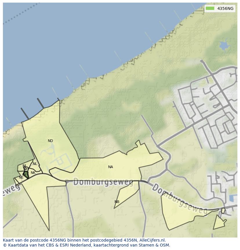 Afbeelding van het postcodegebied 4356 NG op de kaart.