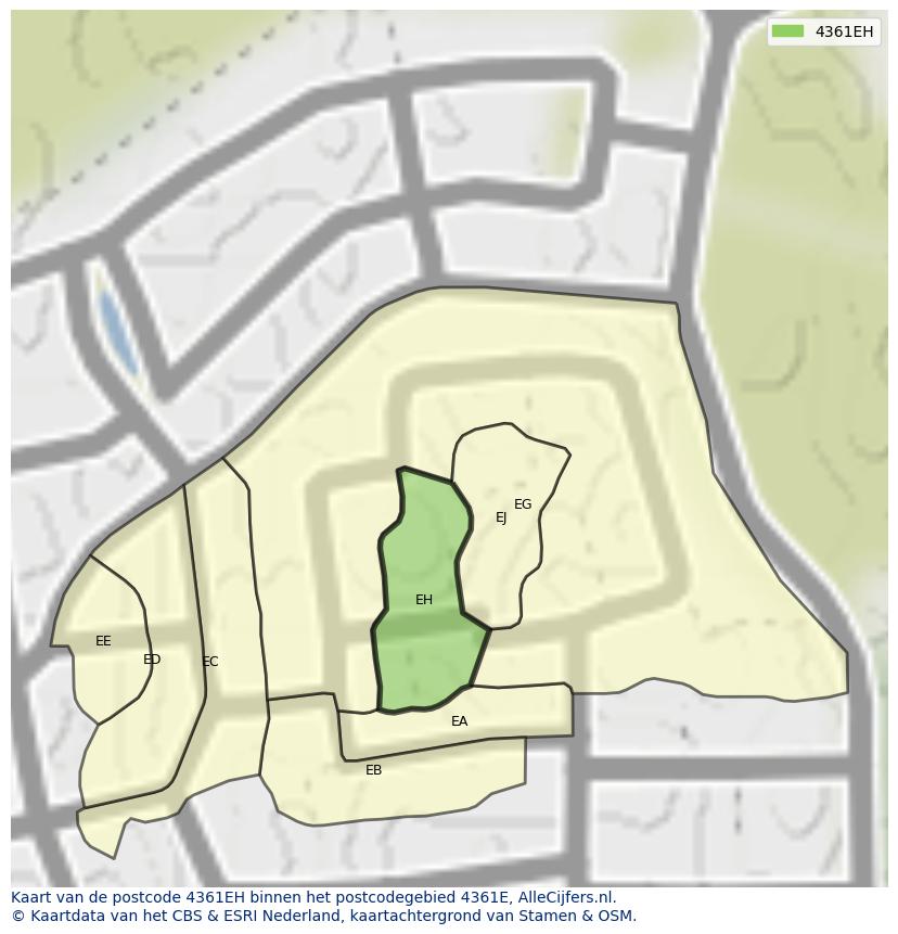 Afbeelding van het postcodegebied 4361 EH op de kaart.