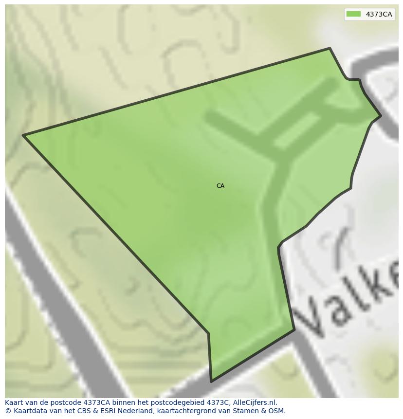 Afbeelding van het postcodegebied 4373 CA op de kaart.
