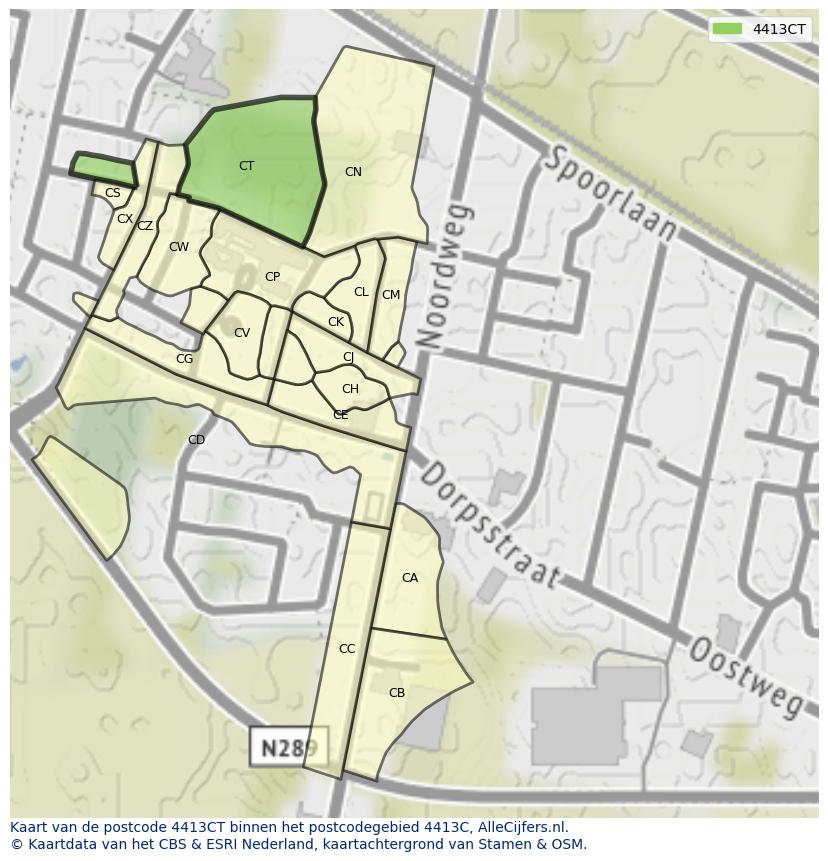 Afbeelding van het postcodegebied 4413 CT op de kaart.