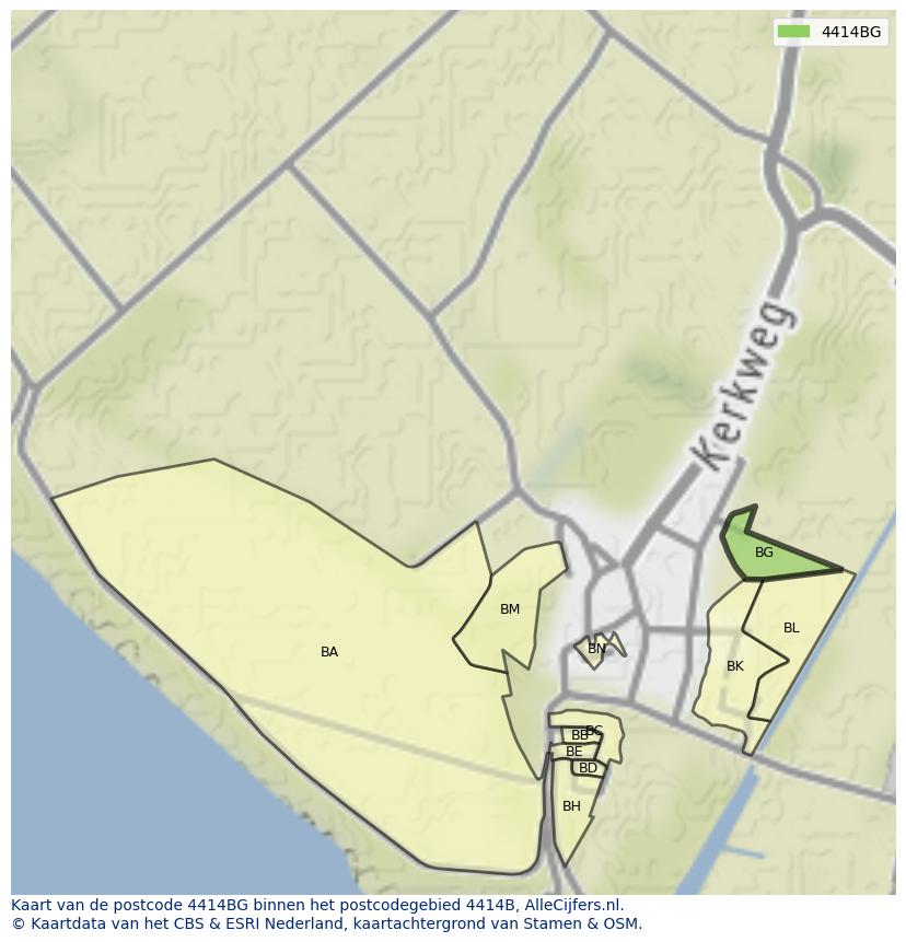 Afbeelding van het postcodegebied 4414 BG op de kaart.