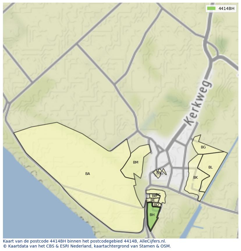 Afbeelding van het postcodegebied 4414 BH op de kaart.